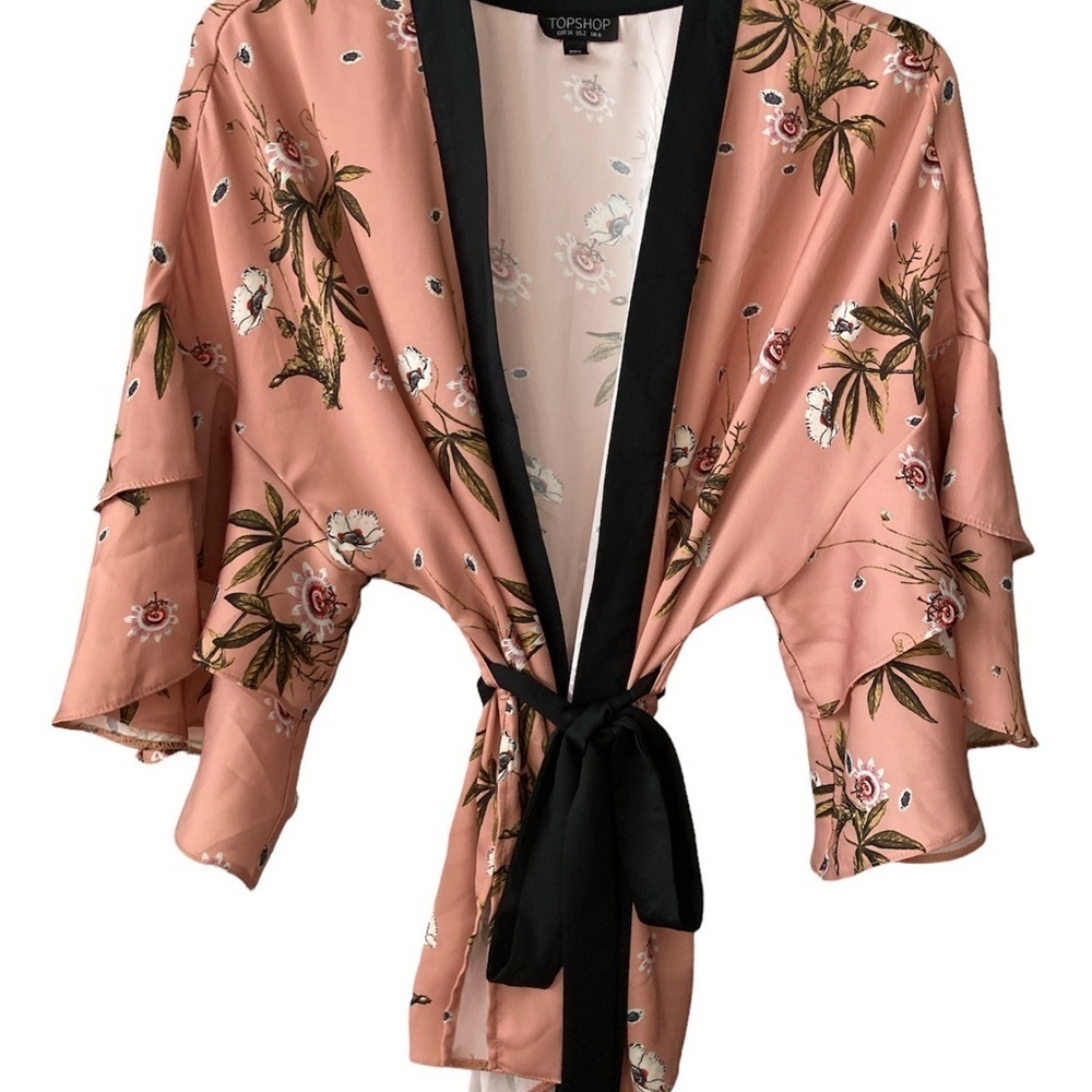 TOPSHOP Floral Bell Sleeves Kimono Loose Size 2 Fits Small To Medium - Picture 1 of 6